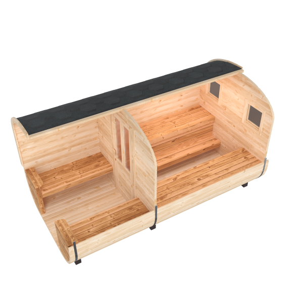 Fasssauna / Gartensauna / Banja / Quadro 4,0 m mit Terrasse